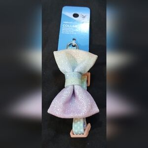 NWT Vibrant Pastel Rainbow Polka Dot Bow Dog Collar.